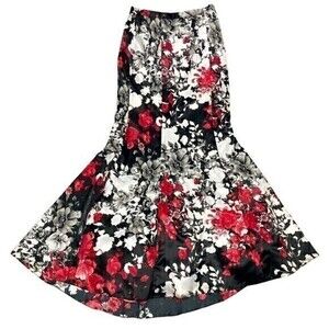 Floral Red and Black Women's Skirt